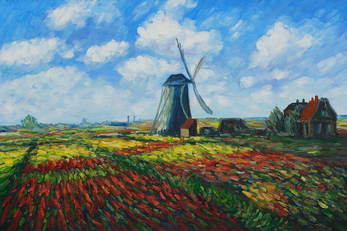 Tulip Field with the Rijnsburg Windmill by Claude Monet